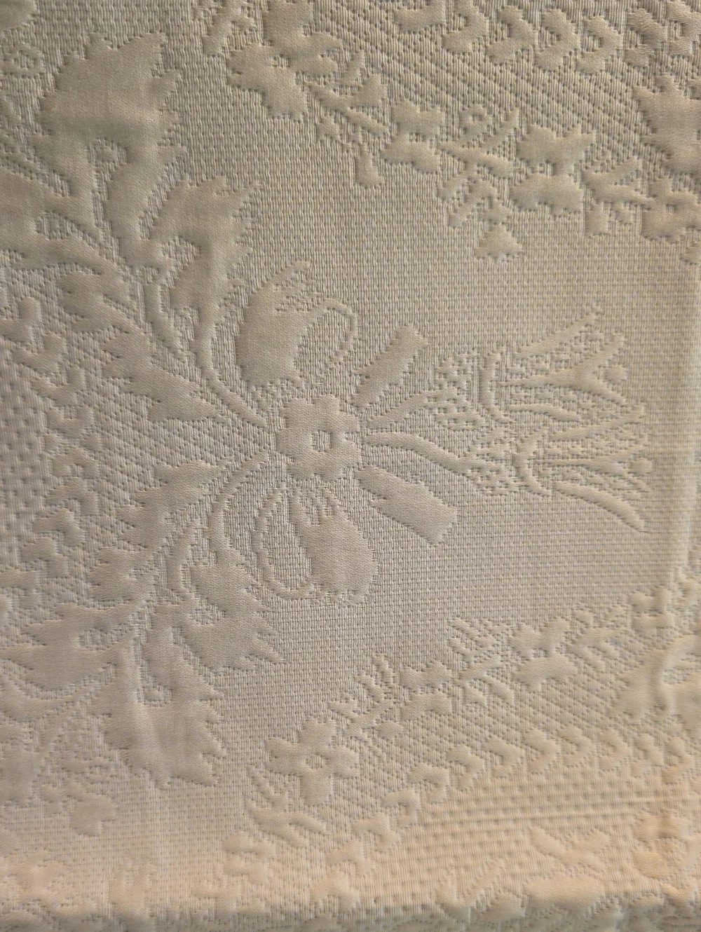 SFERRA Cream Floral Jacquard Coverlet With 2 King Shams